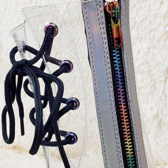 Rainbow Platform High Heel Clear Upper Ankle Boots - Picture 7 of 15